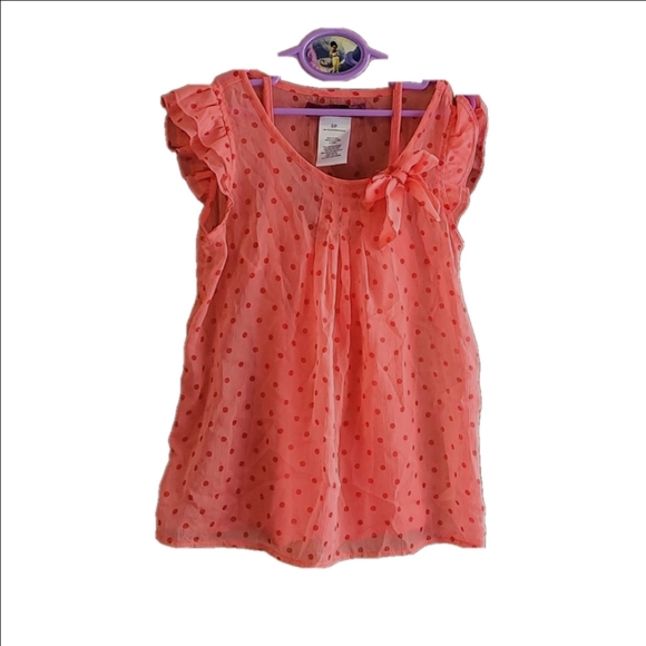 Girls Size 6 Epic Threads Summer Top, 2 Layers, coral with red dots - Picture 4 of 4